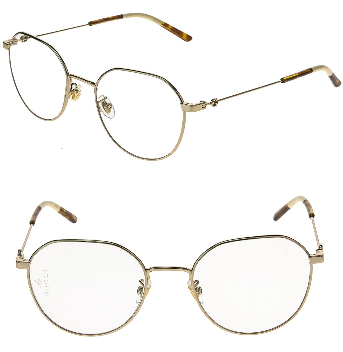 GUCCI GG0684O 0684 Gold Ivory Marble Stripe Logo Unisex Oval
