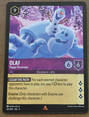 Olaf Happy Passenger Disney Lorcana Rare TCG Shimmering Skies #50/204