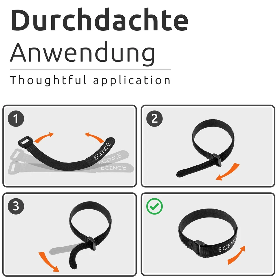 25x Klett-Kabelbinder wiederverwendbar Klettband Klettverschluss Schlaufenband - Bild 3 von 4