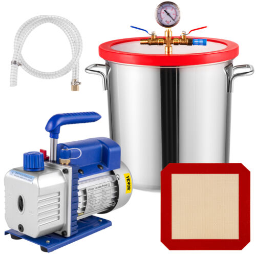 5 Gallon Vacuum Chamber Silicone Expoxy Degassing With 3CFM Vacuum Pump 84 L/Min - Picture 1 of 12