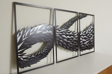 Trittico Moderno in Metallo di Design Tagliato a Laser + Stampa 3D Opaca/Lucida