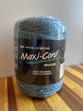 Maxi-Cord Braided Polypropylene Macrame Cord B13 Steel Blue 6MM 100 Yards
