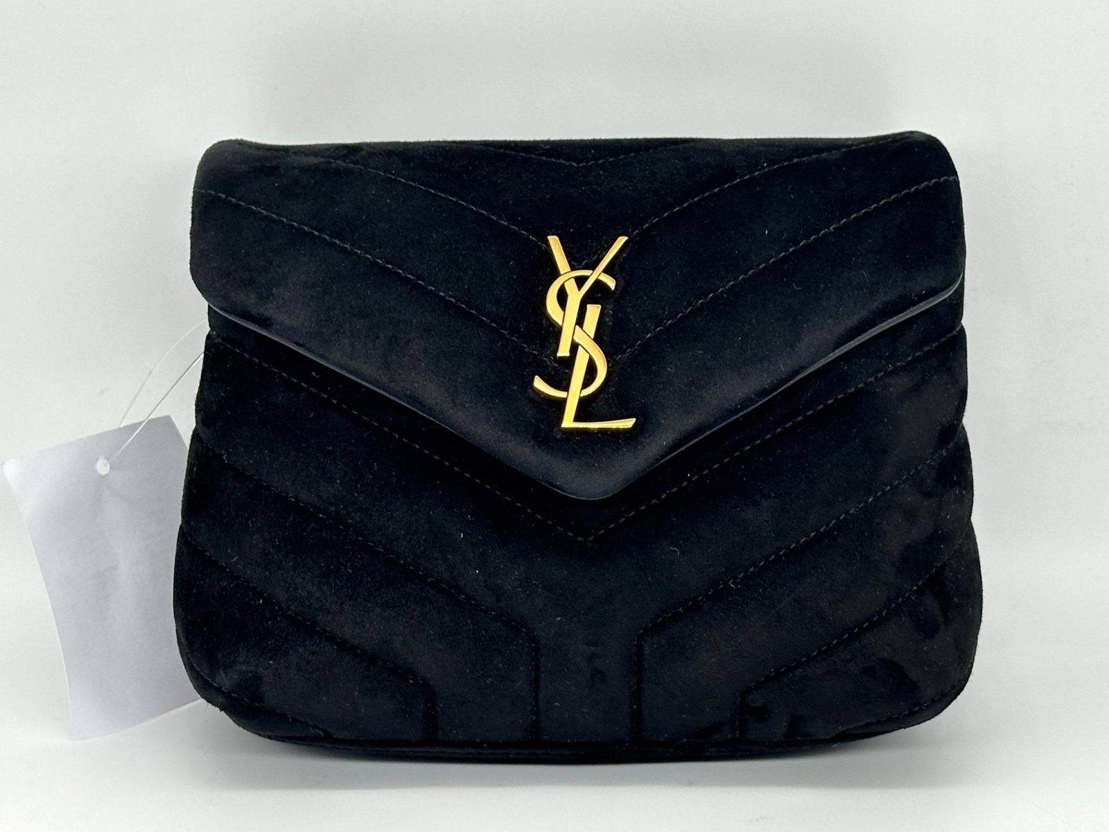 Borsa a tracolla Saint Laurent YSL monogramma giocattolo LouLou trapuntata Chevron pelle scamosciata $2150