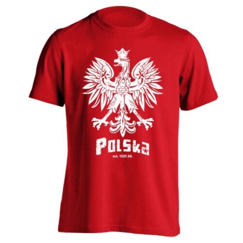 Polska Crest Pologne Polish Pride blanc aigle football rouge basique T-shirt homme - Photo 1 sur 3