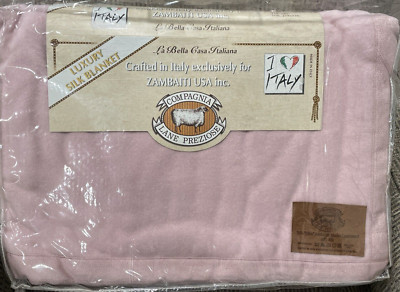 Compagnia Lane Preziose Soft Pink KING BLanket Silk/Merino Lambs Wool ITALY