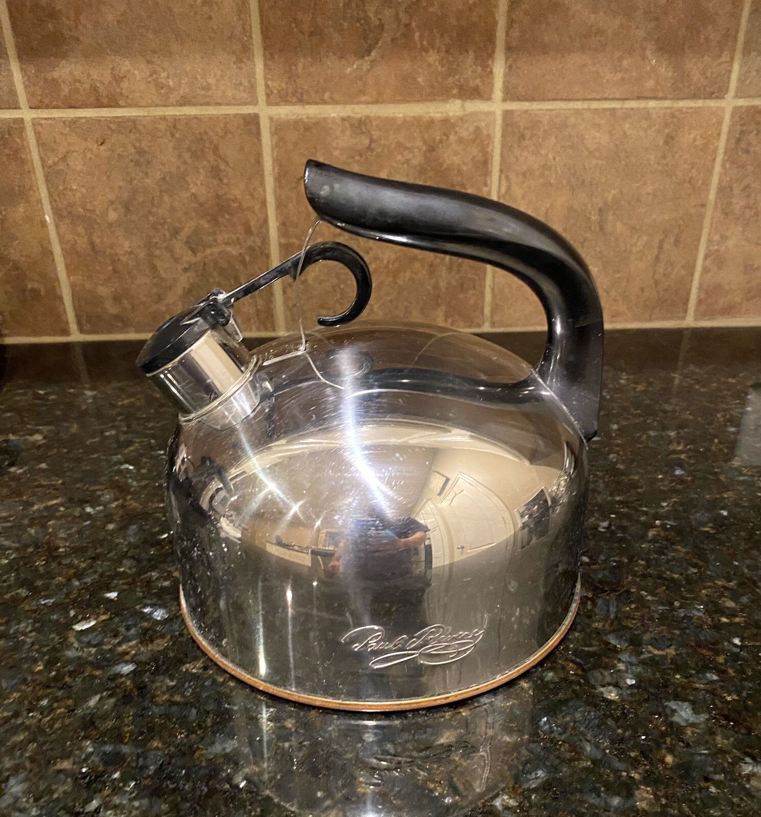 Vintage Paul Revere Ware 1801 Copper Bottom Whistle Tea Kettle 88C