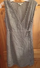 Ann Taylor Romper V-Neck Wrap Side Tie Black white check Sleeveless Medium USA