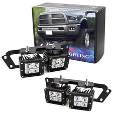 80W CREE Dual LED Pods w/Foglight Location Bracket, Wire For Dodge RAM 1500 2500