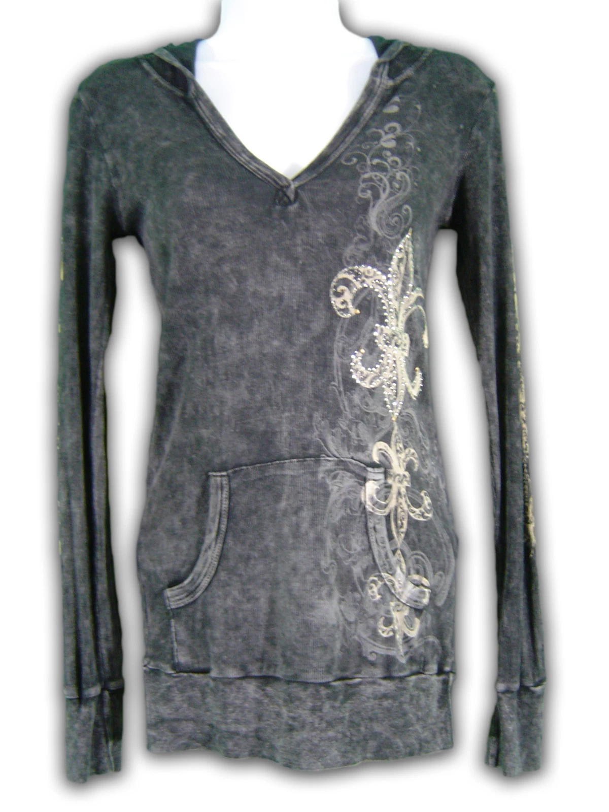Thermal Hoodie Long Sleeve Shirt All Over Print and Jewels