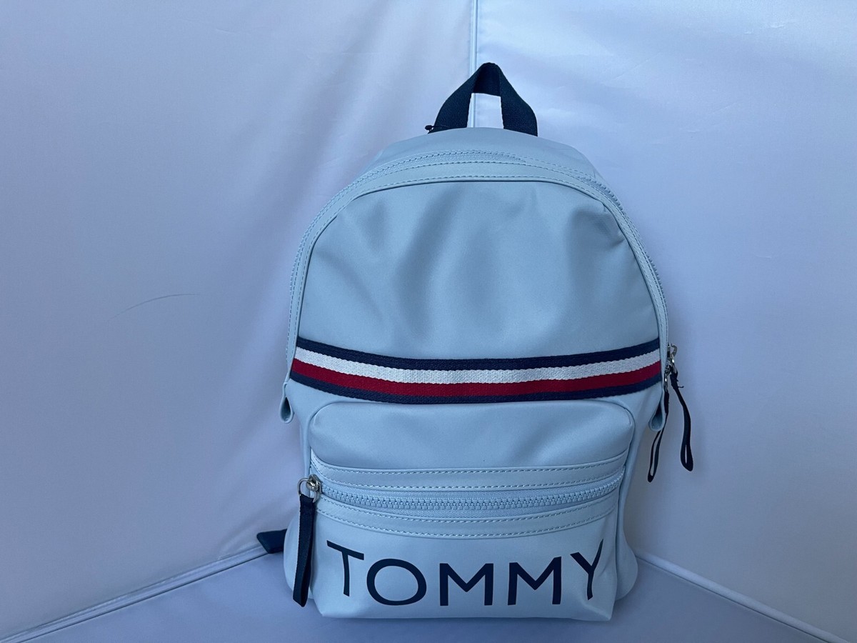 Tommy Hilfiger Mini Backpack Blue White Allover Logo Zip Pocket Tommy Hilfiger Mini Backpack Blue White Allover Logo Zip Pocket main image 2