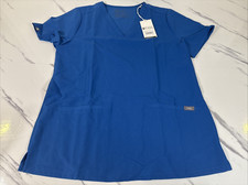 Figs Women's Three Pocket Scrub Top Blue Size Small