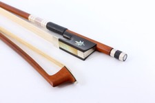 4/4 Violin Bow Brazilwood Ebony Frog Good Balance Bows Hair Maple Leaves Inlay