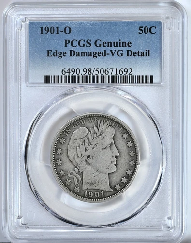 1901-O Barber Half Dollar PCGS Coin VG Detail Edge Damaged Genuine 6490
