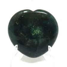 Moss Agate Worry Heart Stone #432- 40mm or 1.57"  -  Pocket Stone