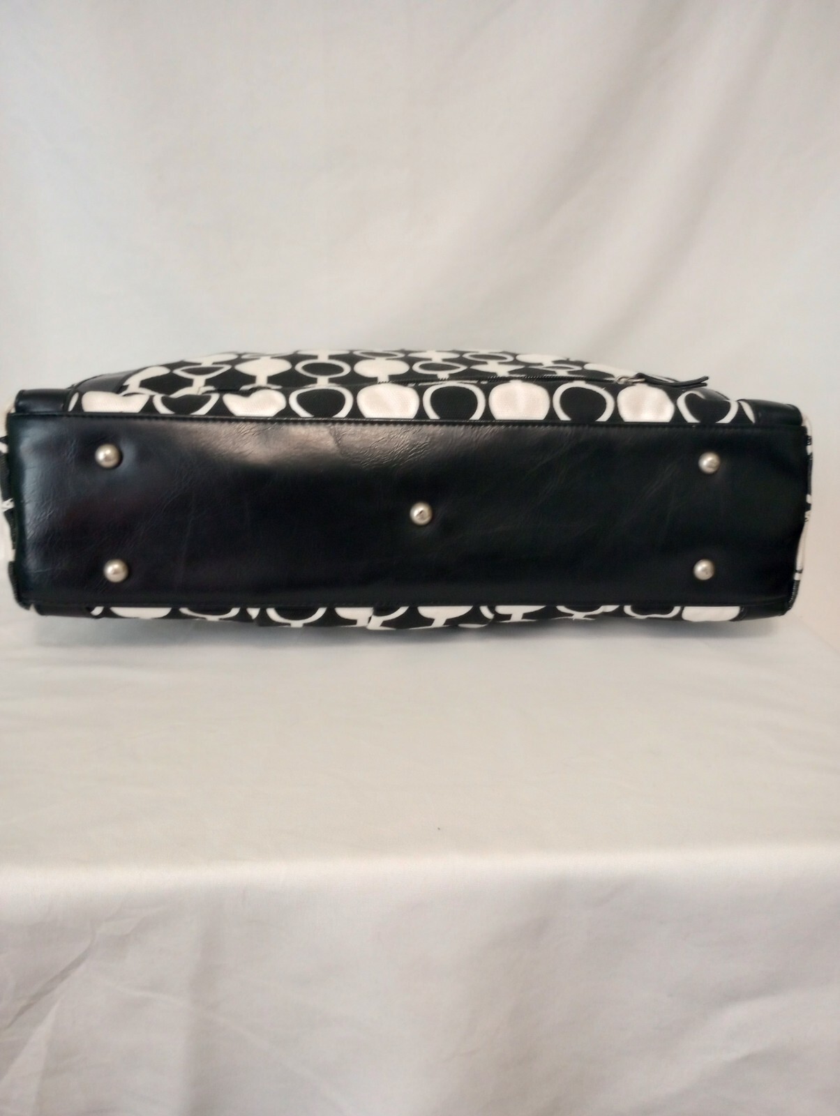 Kailo Chic Black And White With Hot Pink Lining Fabric Laptop Tote Bag