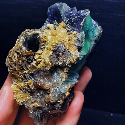 Extremely Top Phantom Cubic Fluorite Copper ore symbiotic crystals Specimen 3143