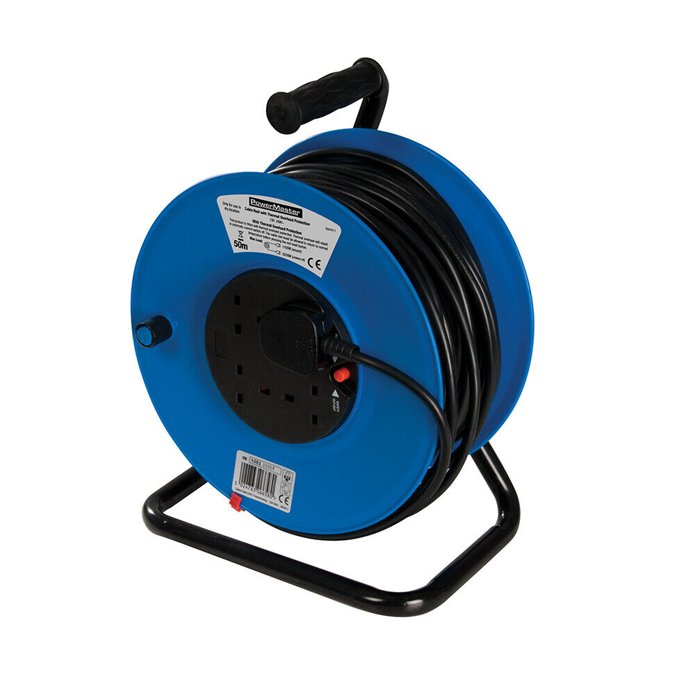 EXTRASTAR 50M Extension Reel 13Amp 240V, 4 Sockets Cable Reel with