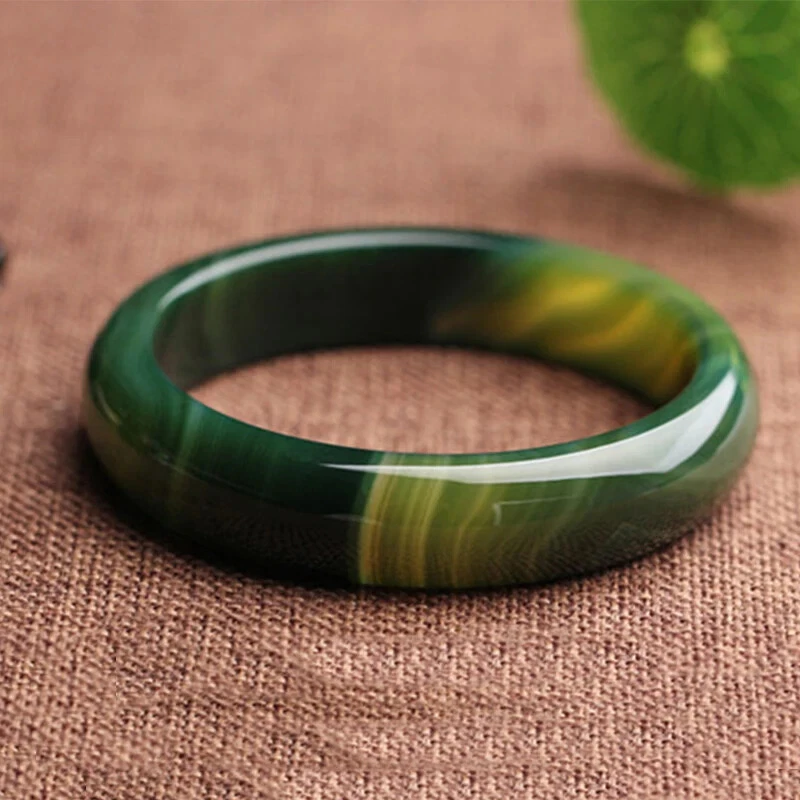 Brazaletes de ágata natural verde oscuro joyería mujer regalo ropa accesorios Foto 3 de 4