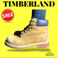 Timberland Boys Boots Premium Waterproof Wheat Nubuck Size 2 6 Inch