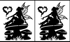 Fairy Love Smoke Heart Pot Leaves Two Black Vinyl Decals Car Truck Window Tablet