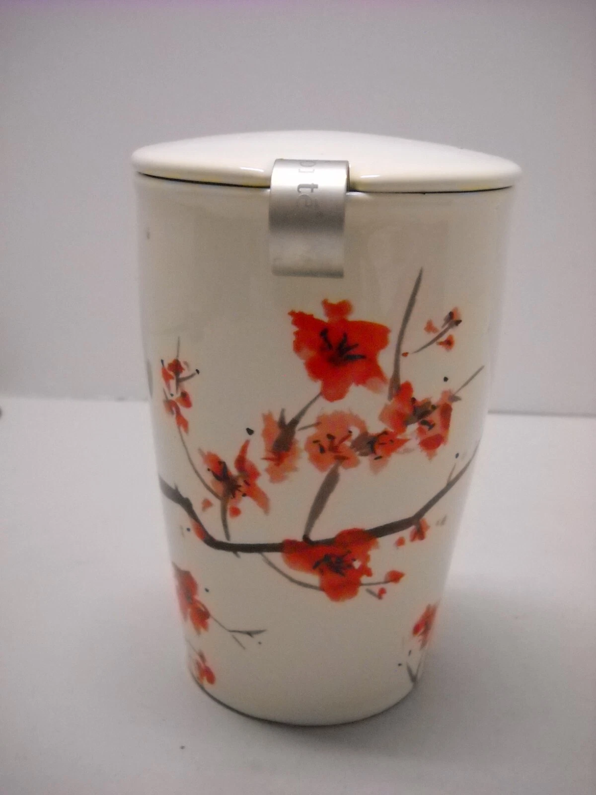 Tea Forte Kati Cherry Blossoms Steeping Tall Tea Cup with Infuser 12 oz mug