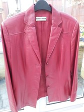 Gerry Weber Soft Red Nappa Leather Jacket Size 38 - 12 Uk - 8 Us