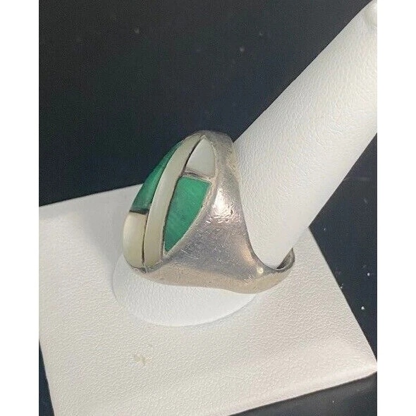 Anillo grande de plata de ley 925 para hombre Malacht y madreperla talla 11,75 Sky Foto 3 de 4