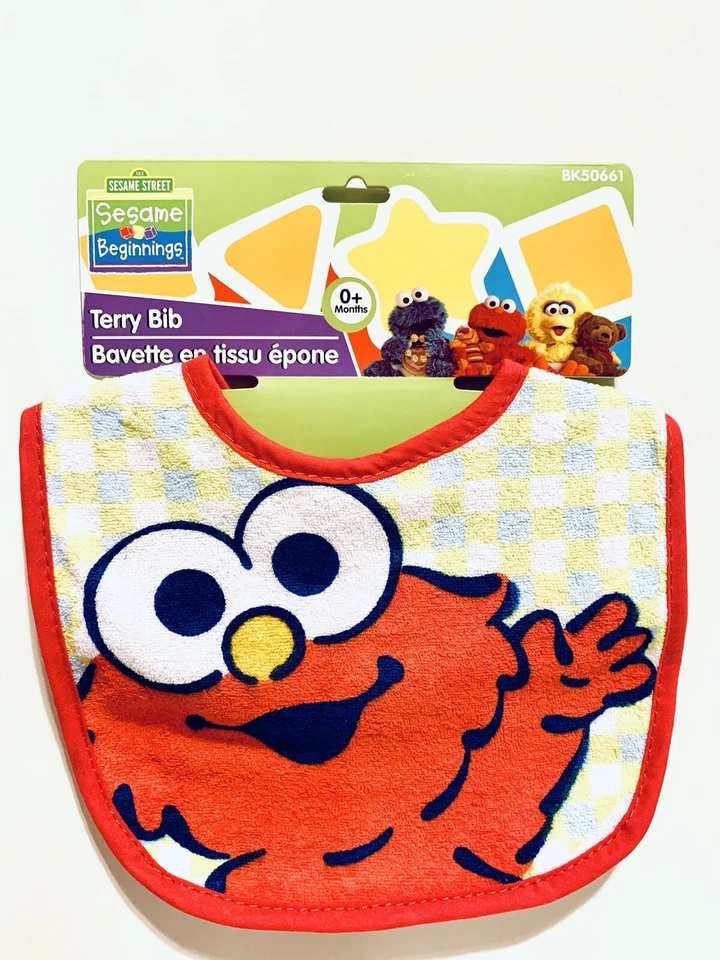 Juego de 3 sonajeros Sesame Street Elmo Baby con anillo, 8 oz. Lote de babero Cup & Terry 0-18M (3) Foto 4 de 4