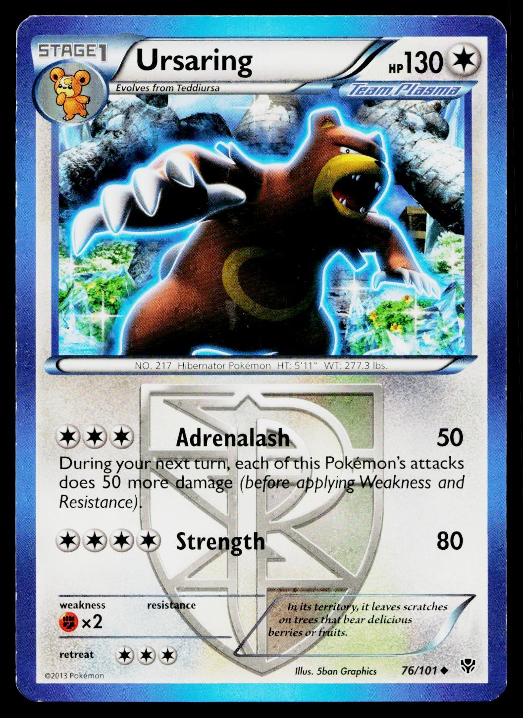 Ursaring 76/101 Uncommon Plasma Blast Pokemon Lightly Played