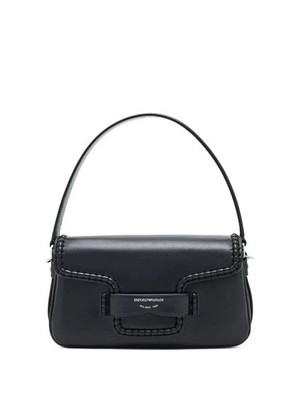 Emporio Armani Black Leather Shoulder Bag with Buckle & Detachable Strap