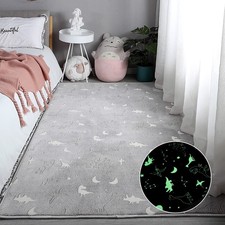 Eanpet Large Playroom Rug for Kids Glow in The Dark Dino Area Rugs for Boys G...