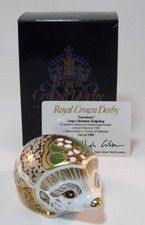 Royal Crown Derby Snowberry Igel Briefbeschwerer Gold Stopper + Box TOP