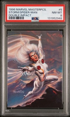 1996 Fleer Marvel Masterpieces Double Impact Storm Spider-Man #5 PSA 8 Low Pop