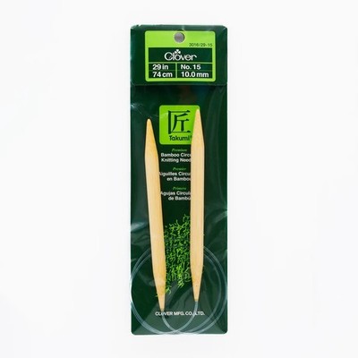 Clover Takumi Bamboo Circular Knitting Needles 29-inch Size 15/10mm 74 cm NEW