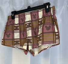 Disney Mickey and Friends Pajama Shorts with brown plaid print SIZE Medium