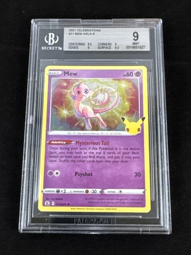 Pokemon Mew 011/025 25th Anniversary Celebrations Holo Rare Beckett BGS 9 MINT