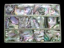 UB09153 VINTAGE 1970s  ABALONE SHELL  SOUTHWESTERN DESIGN ART BELT BUCKLE
