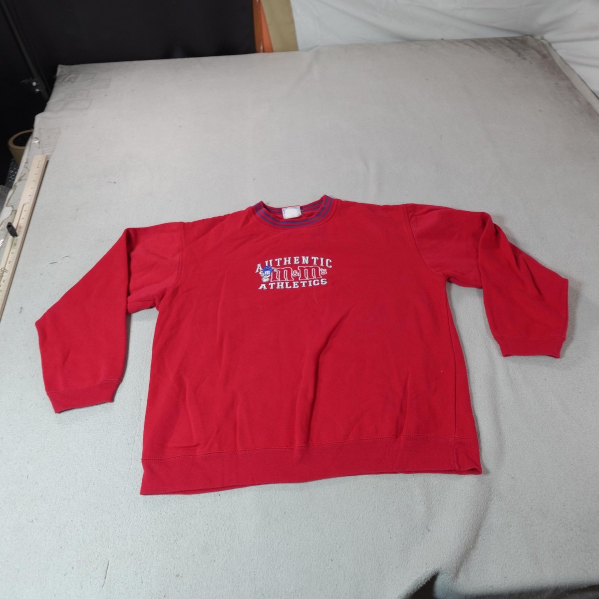 Vintage M&Ms Sweatshirt Mens Large Red Authentic Athletics Candy