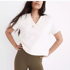 Madewell MWL Airterry Sweatshirt Women s Size S Ivory French Terry Boxy Slouchy