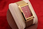 ⌚✨ Vintage Seiko Slim Quartz Gentlemen's Red Dial , Golden Mesh Band Watch
