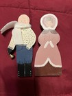 Folk Art Wooden, Hand Painted Couple/ Shelf Sitters In Winter Attire — photo 2
