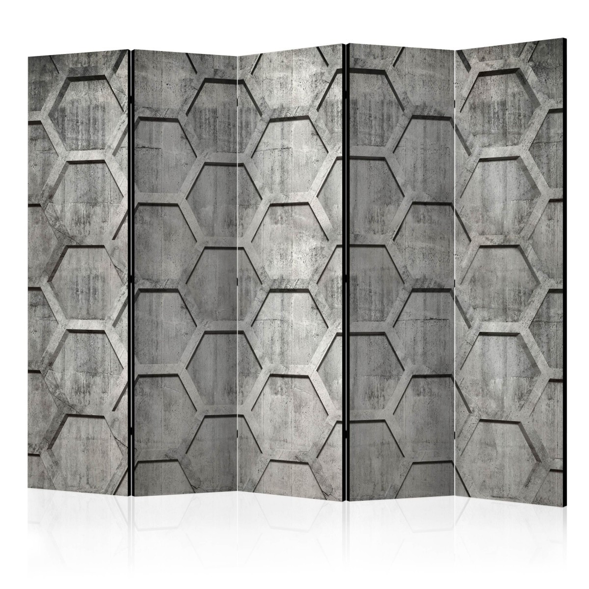 Paravent 5 volets Platinum Cubes 172x225 cm en toile intissée géométrique