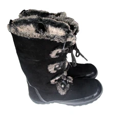 NEW~White Mountain Chastity Mid-Calf Leather Faux Fur Boot Women's SZ 9 Black