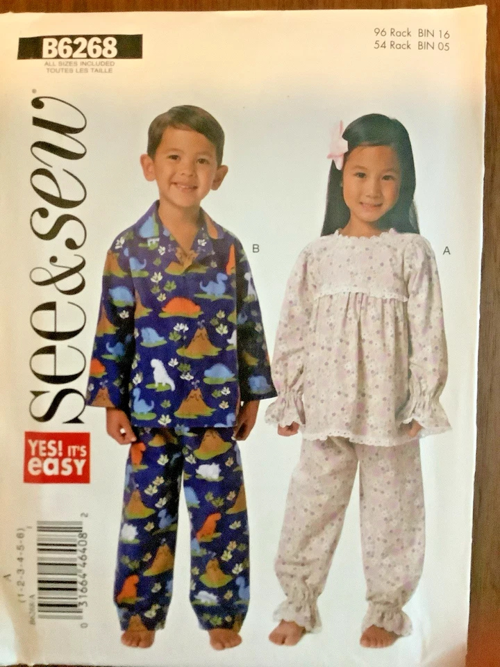 Camisón y pijama para niños con patrón de costura unisex tallas 1-8 dos patrones Foto 3 de 4