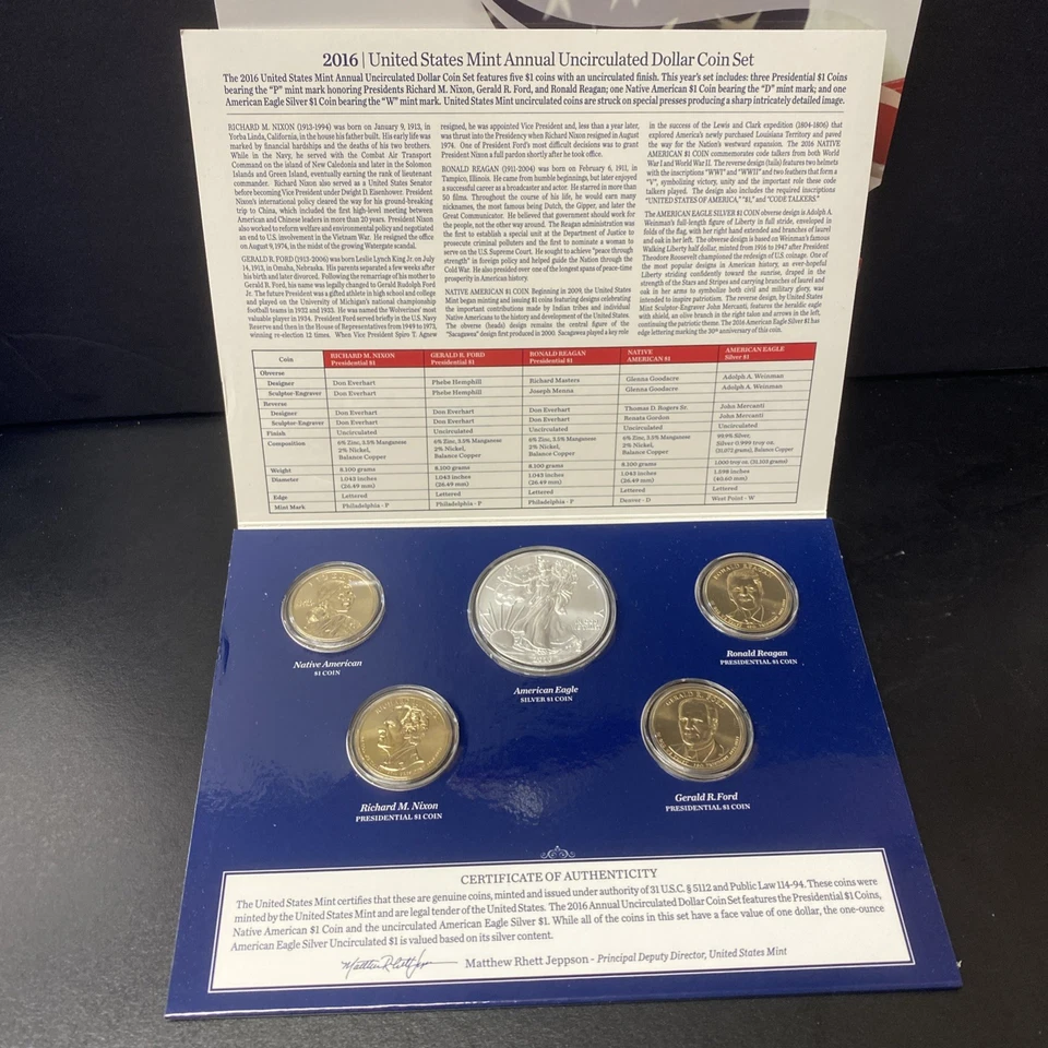 2016 United States Mint Annual Uncirculated Dollar Coin Set Presidential & Eagle - Image 2 of 4