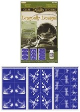 Set of 3 Armour Rub n Etch Glass Etching Stencils Dragonfly Designs