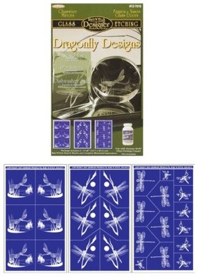 Set of 3 ~ Armour Rub n Etch Glass Etching Stencils ~ Dragonfly Designs