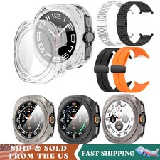 For Samsung Galaxy Watch Ultra 47mm Full Cover Hard PC Case Silicone Steel Band