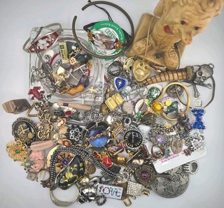 Mostly Vintage Estate Junk Drawer Lot Jewelry Coins Religious Sterling Trinkets