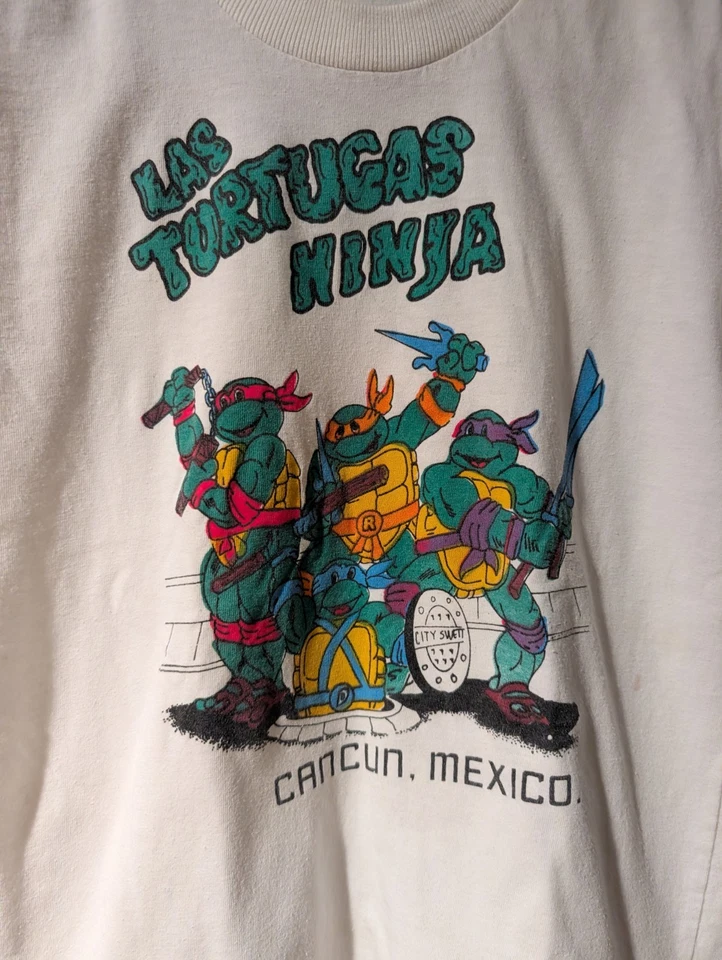 Vintage 90s Teenage Mutant Ninja Turtles Spanish Bootleg Kids Small T-Shirt - Image 2 of 4
